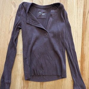 Aerie Chocolate Ribbed Top